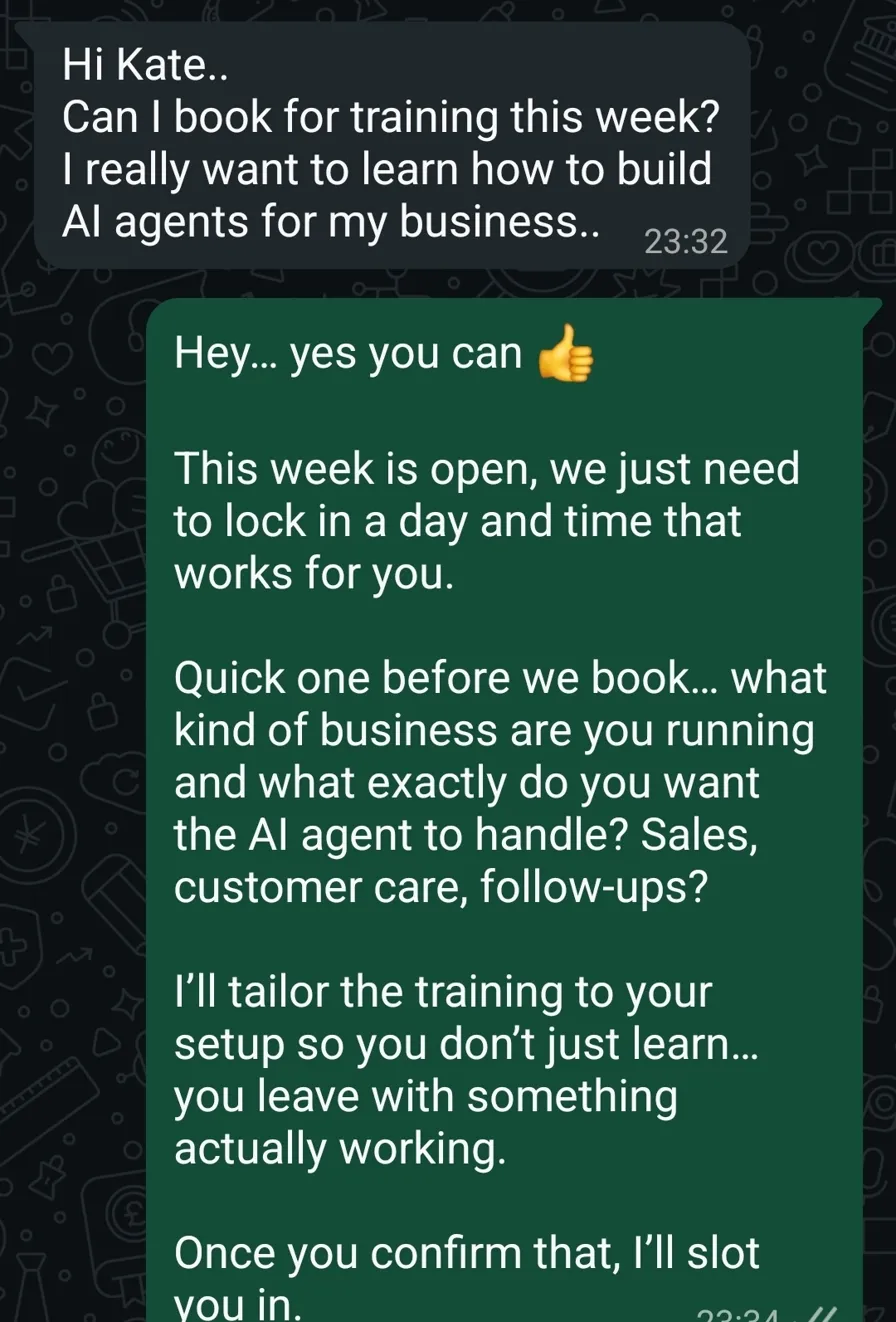 New student booking AI training session